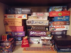 Image of a cupboard full of games